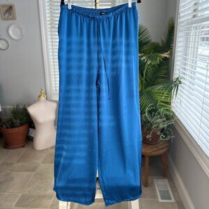 Express Royal Blue Satin Wide Leg Elastic Waist Pants Sz L (READ description)